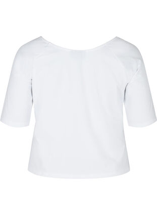 Cotton T-shirt with 2/4 sleeves, White, Packshot image number 1