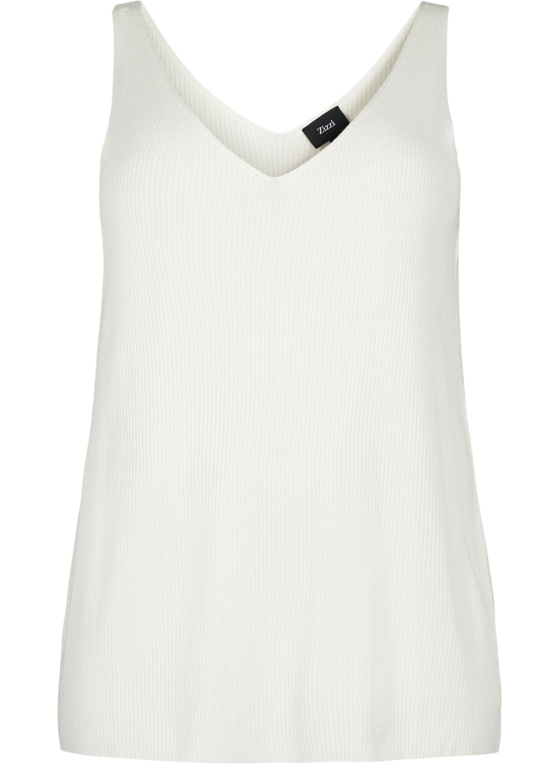 Zizzifashion Knitted top with v-neckline, Cloud Dancer, Packshot image number 0