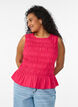 Smock top with boat neck and peplum hem, Rose, Model image number 0