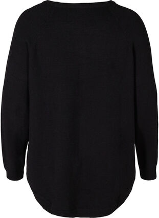 Long-sleeved knitted top with rib details, Black, Packshot image number 1