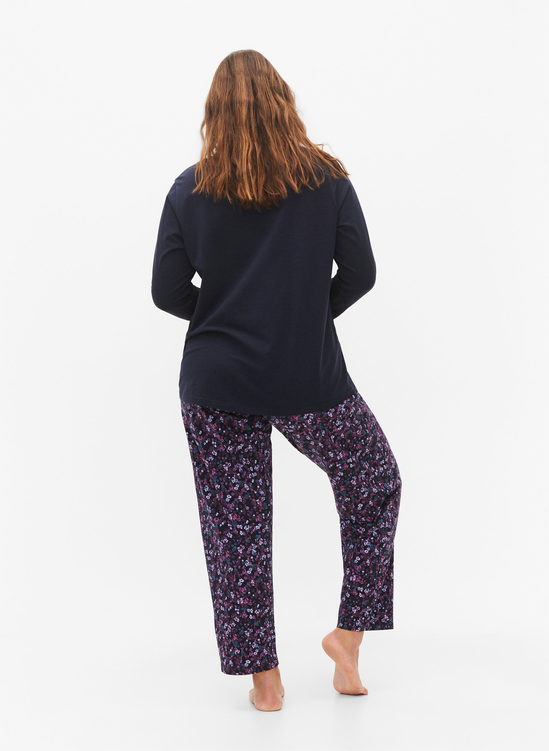 Zizzifashion Cotton pajama pants with print, Blue, Model image number 1