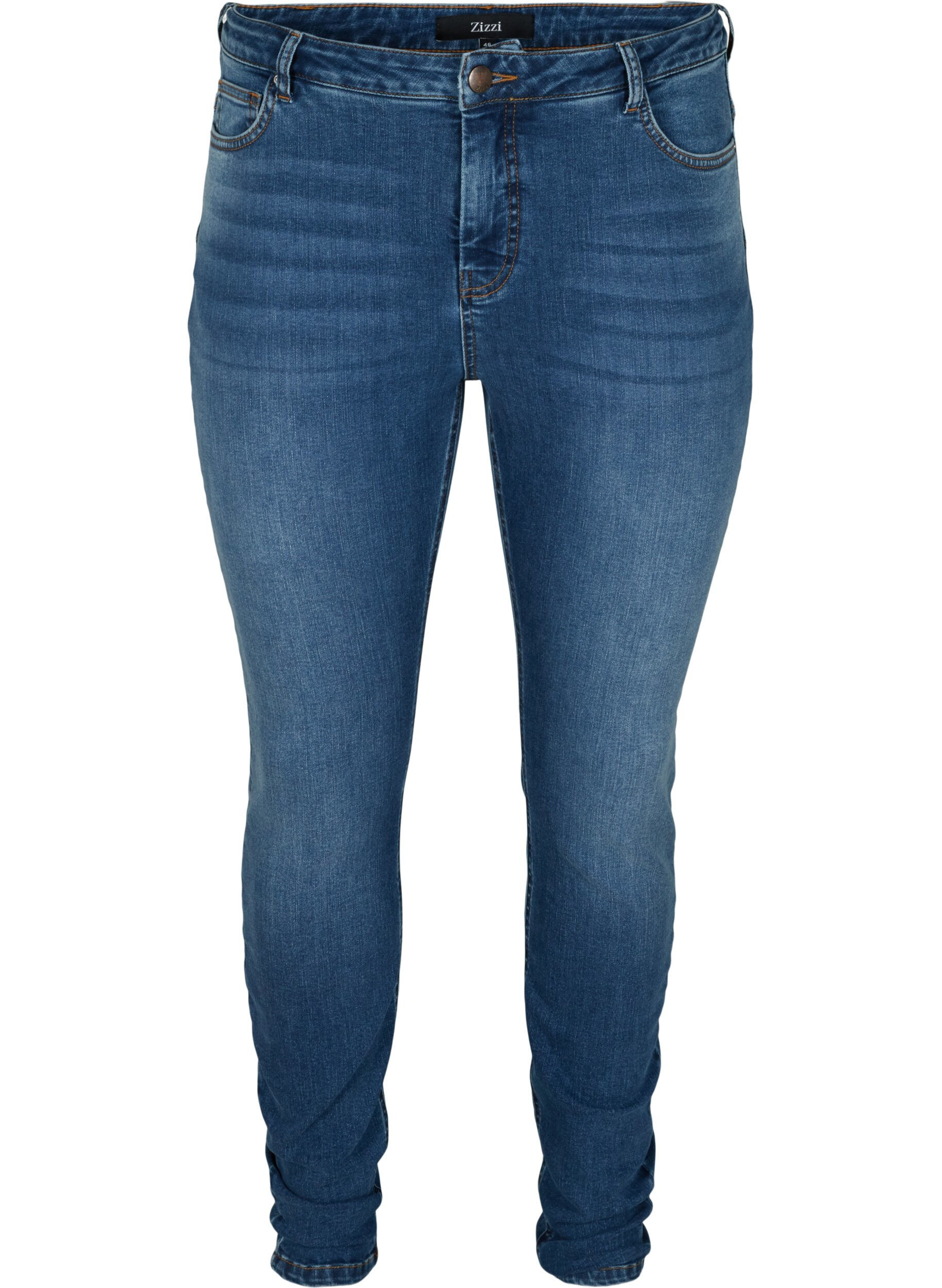 Zizzifashion High-waisted Amy jeans with push-up effect, Blue denim, Packshot image number 0