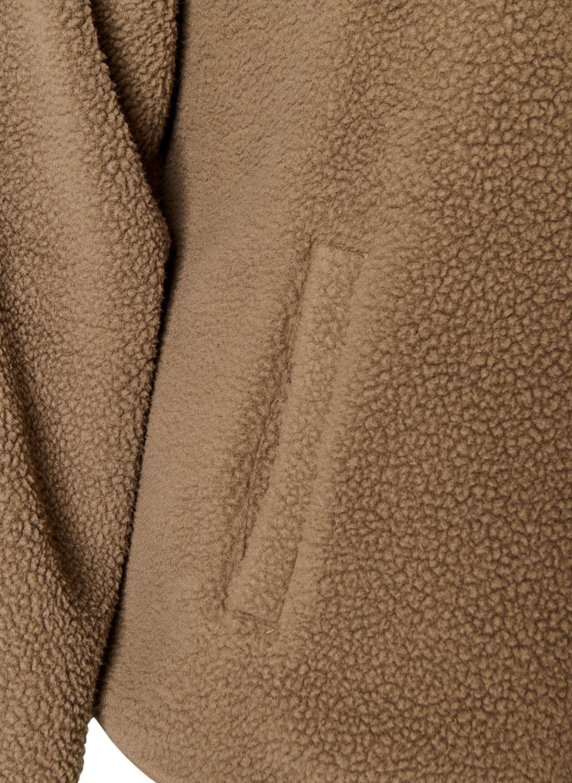 ZizzifashionTeddy jacket with a round neck and buttons, Brown, Packshot image number 3
