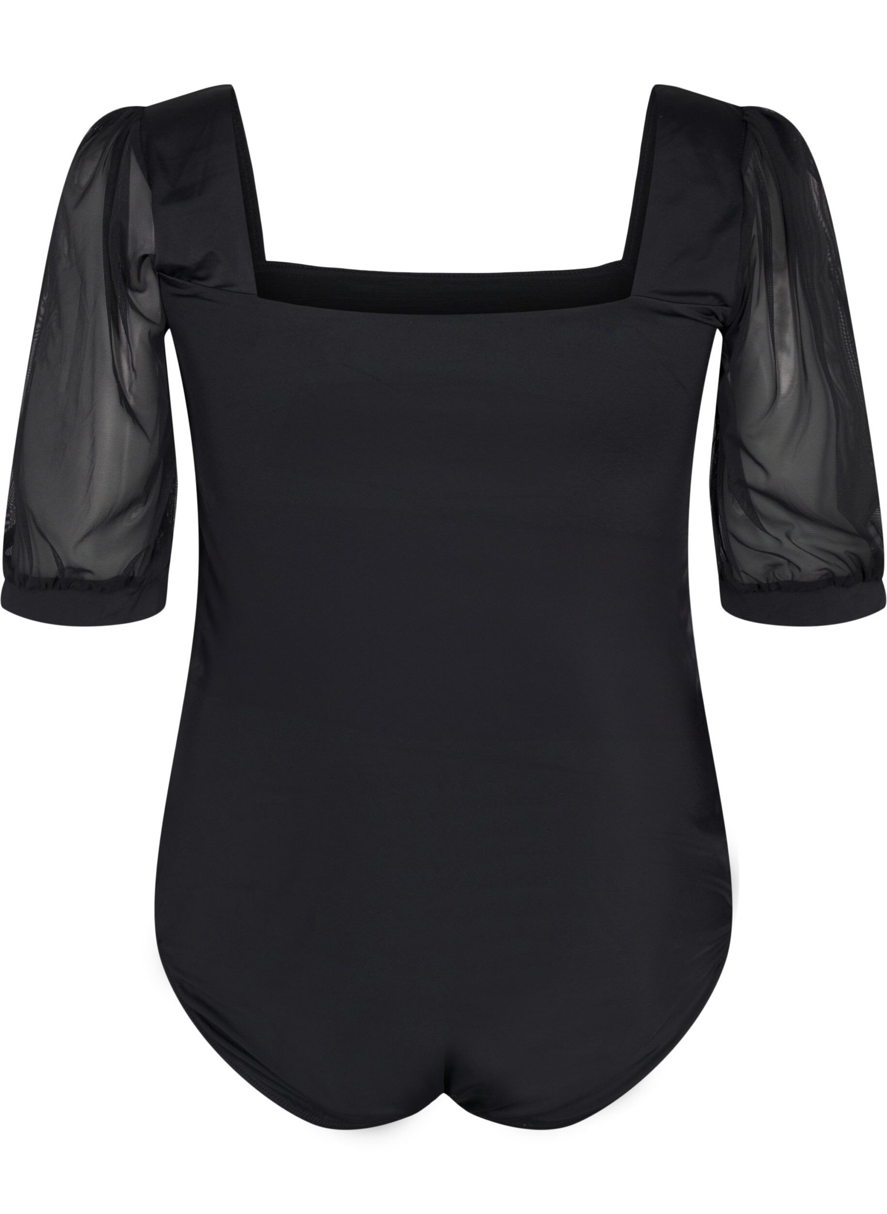 Zizzifashion Swimsuit with short mesh sleeves, Black, Packshot image number 1