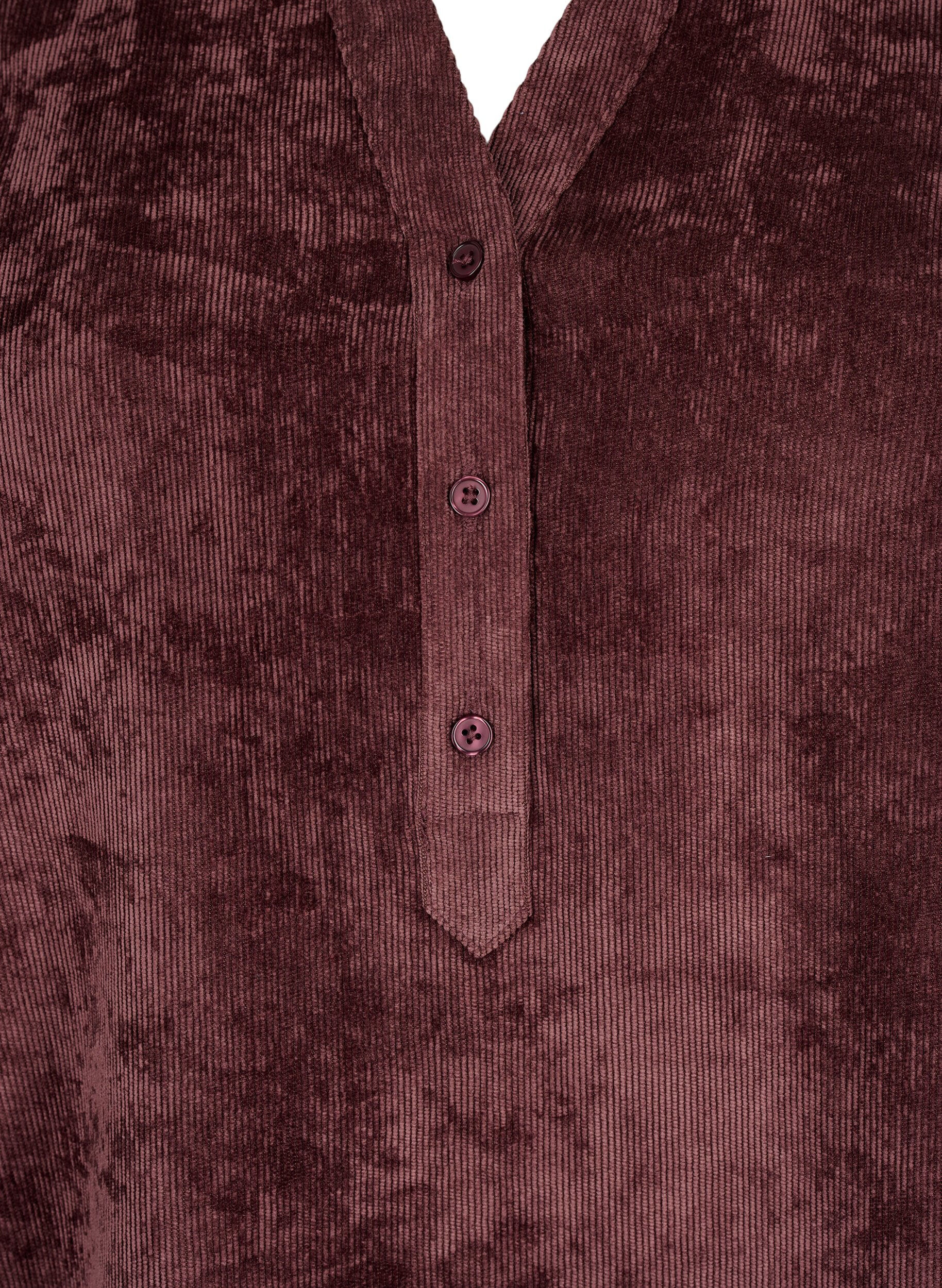 Zizzifashion Velvet dress with 3/4-length sleeves and buttons, Fudge, Packshot image number 2