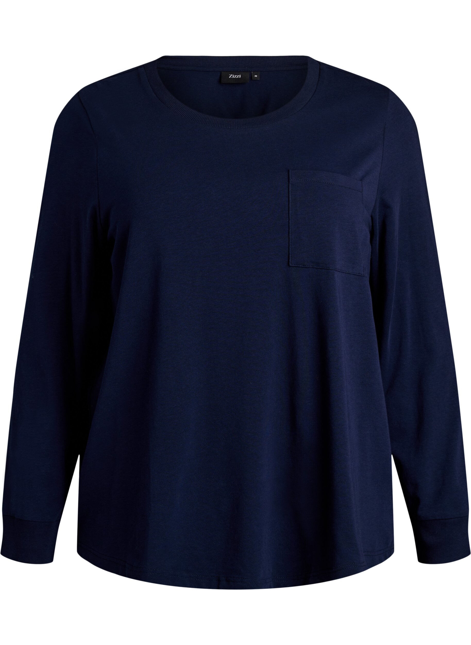 Zizzifashion Long-sleeved pyjama top in soft cotton jersey, Blue, Packshot image number 0