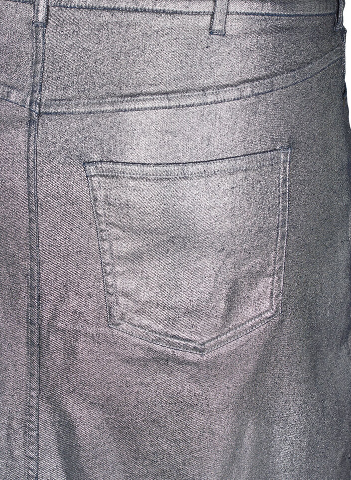 Silver coated midi skirt, Gun Sliver, Packshot image number 2