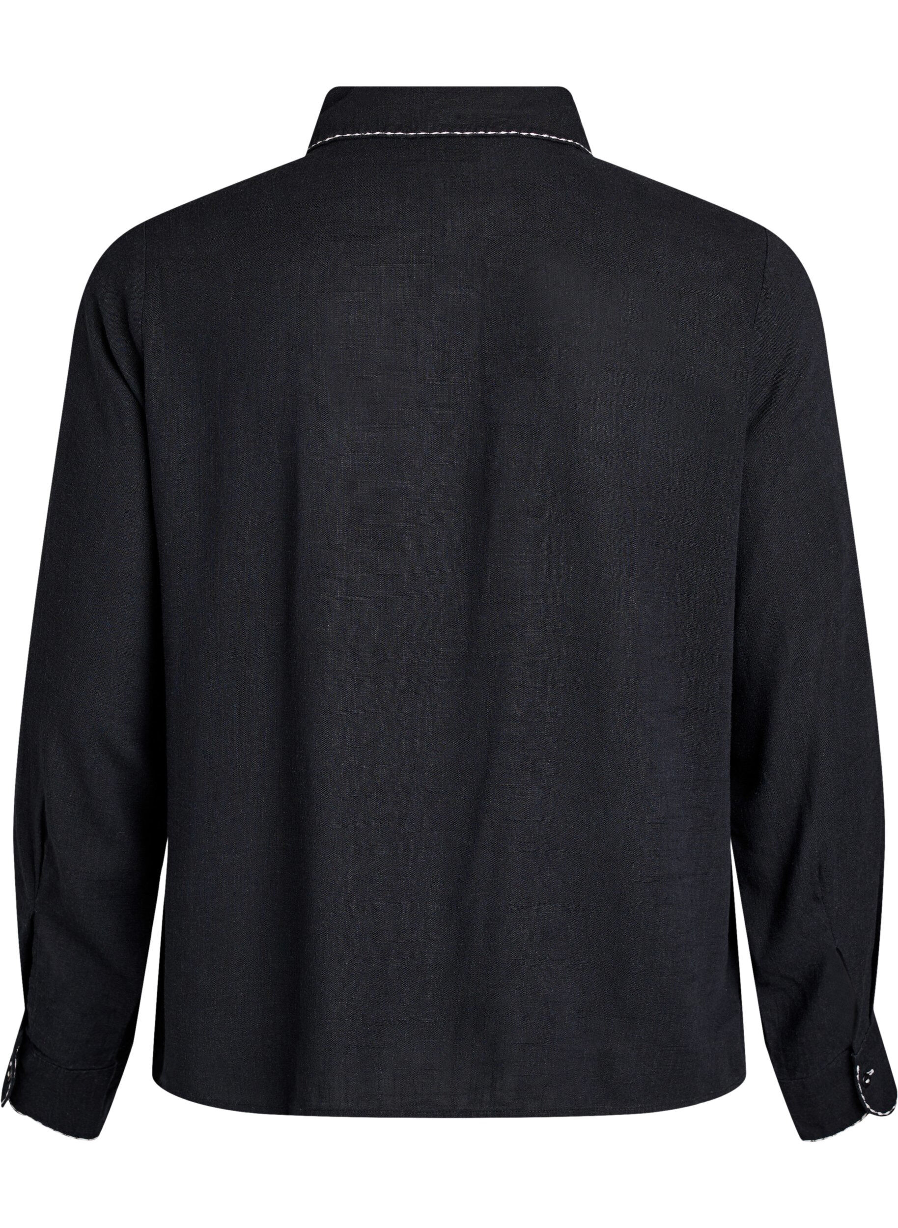 Zizzifashion Shirt with contrast stitching and chest pockets, Black, Packshot image number 1