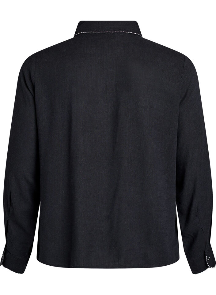Shirt with contrast stitching and chest pockets, Black, Packshot image number 1
