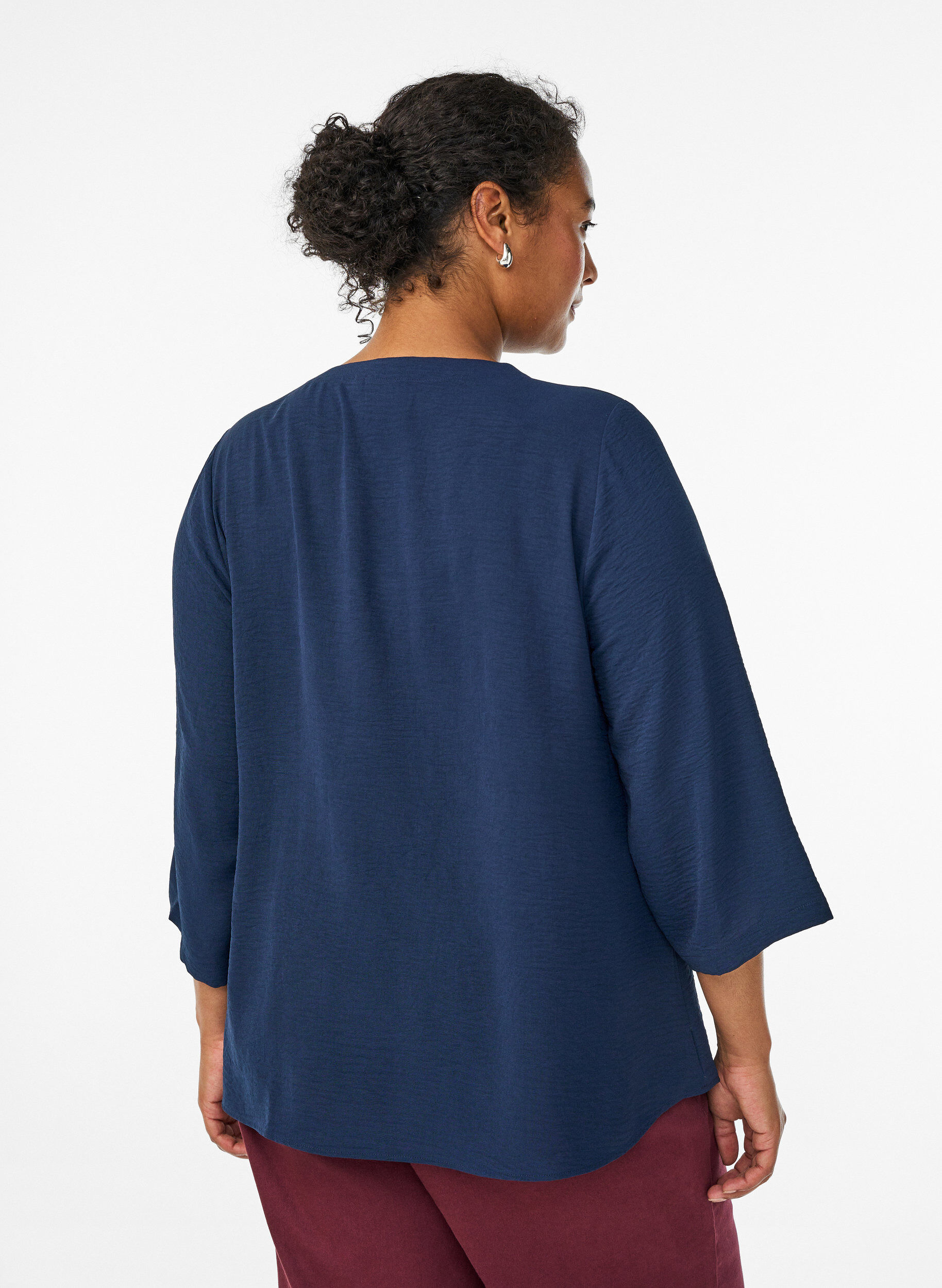 ZizzifashionBlouse with 3/4 sleeves, Blue, Model image number 2