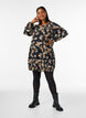 Short cotton dress with an elasticated hem and long sleeves, Black, Model image number 1