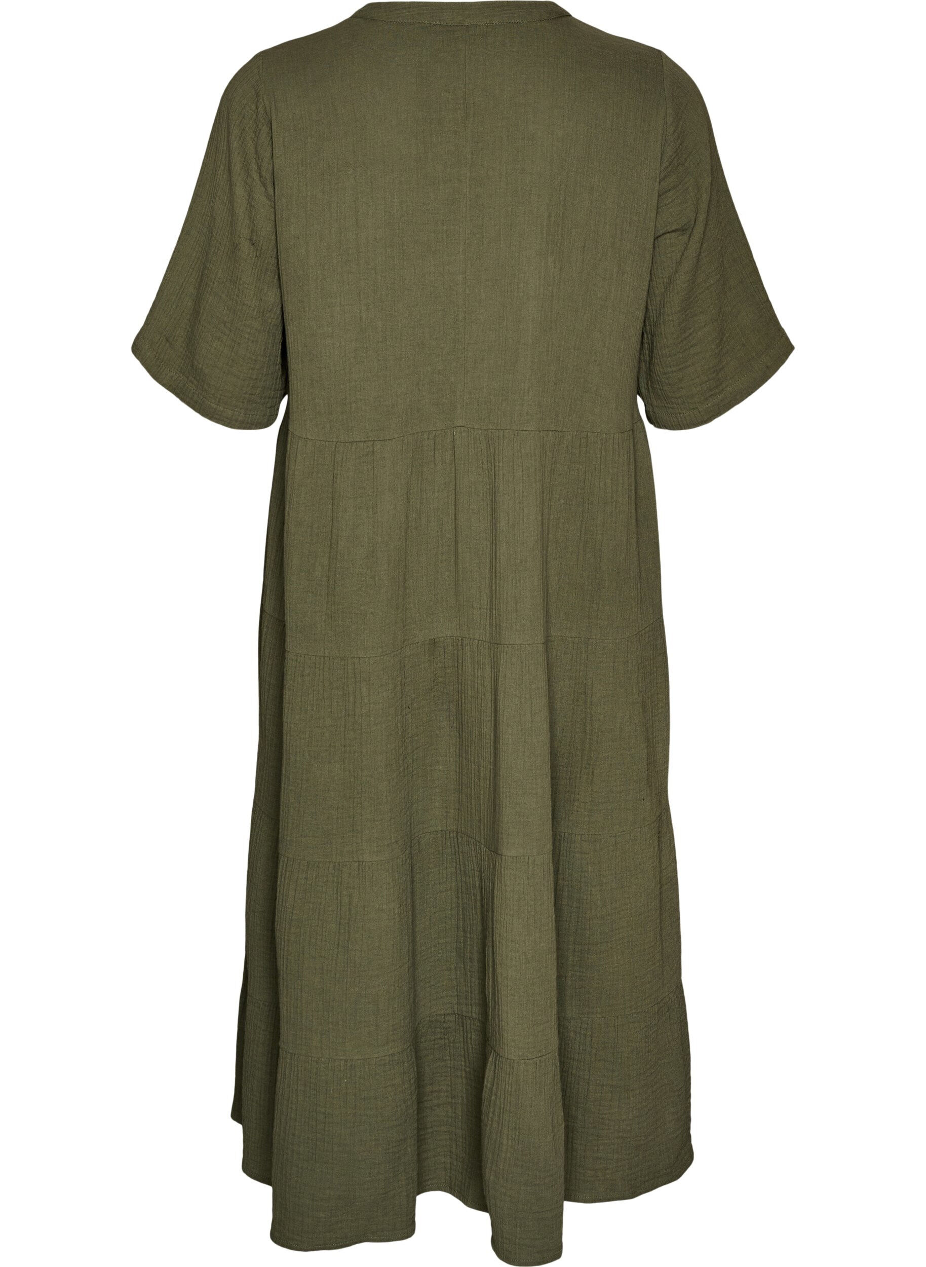ZizzifashionA-line midi dress in cotton muslin, Green, Packshot image number 1