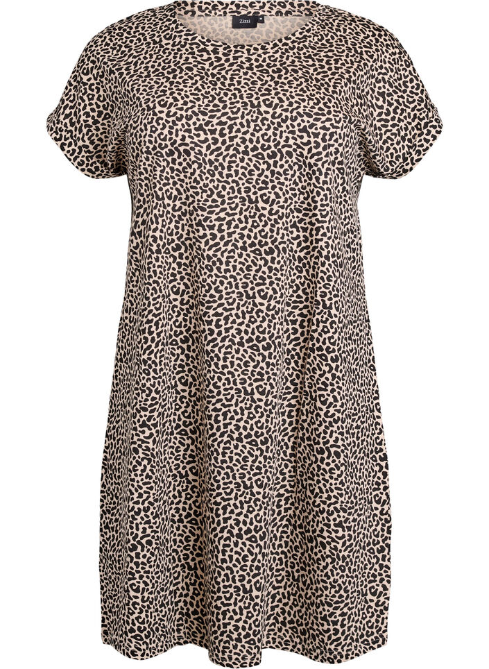 2-pack T-shirt dress with short sleeves, Brown, Packshot image number 2