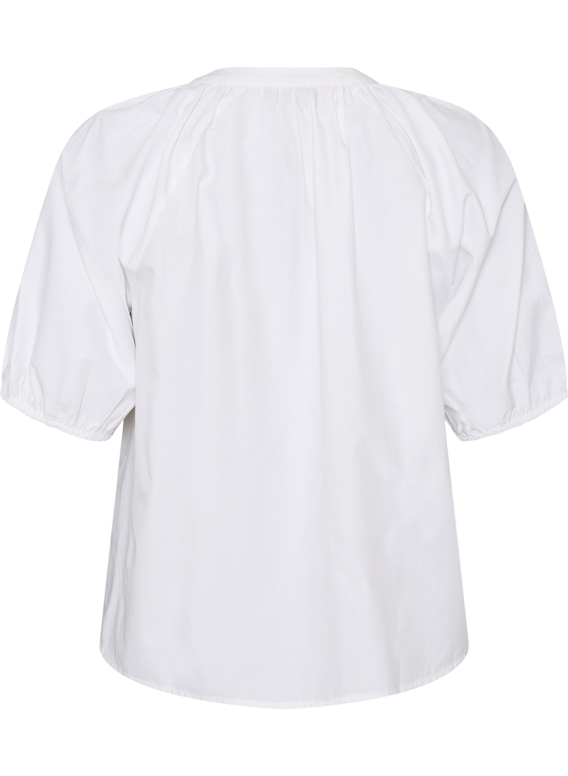 Zizzifashion Shirt blouse with button fastening and tie-belt, White, Packshot image number 1