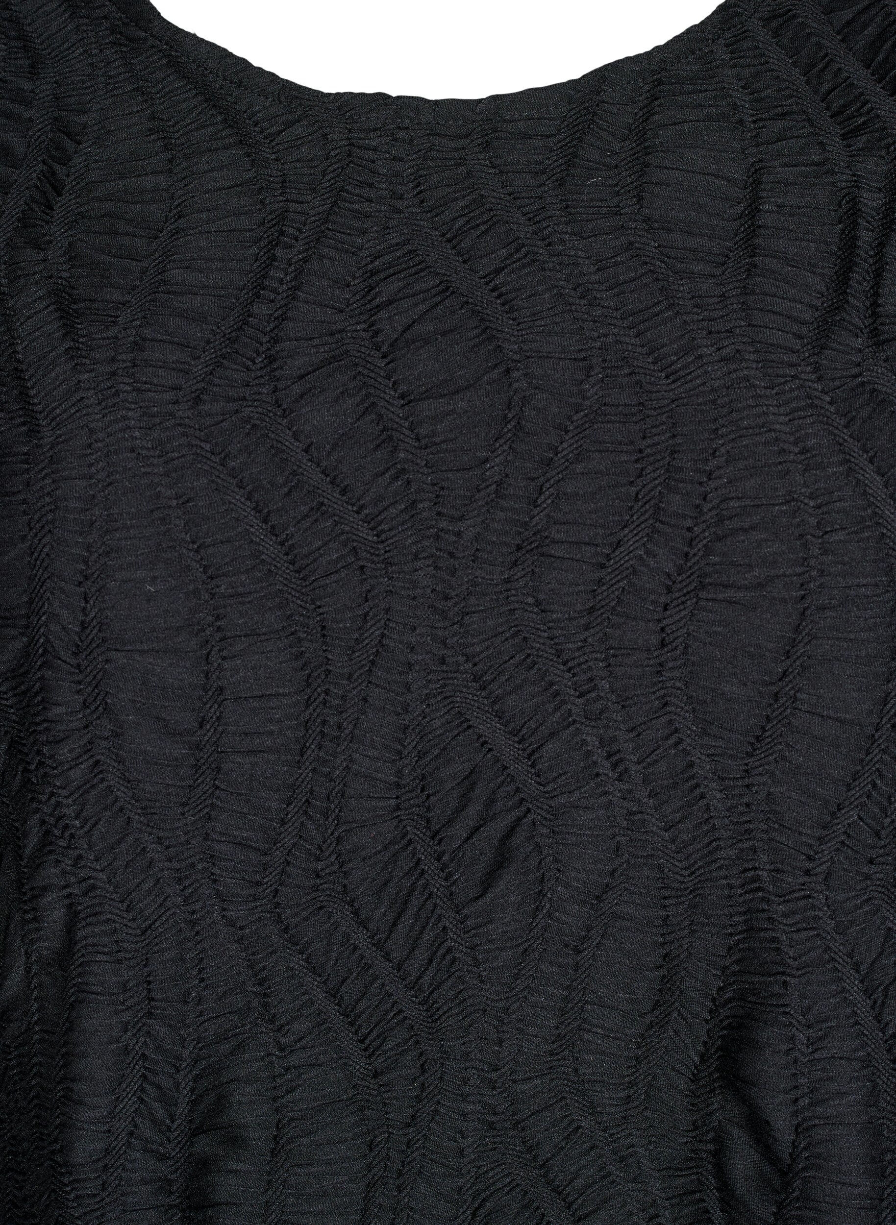 Zizzifashion Blouse with texture and 3/4 sleeves, Black, Packshot image number 2