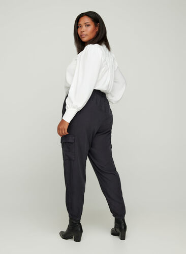 Lyocell trousers with large pockets, Black, Model image number 0