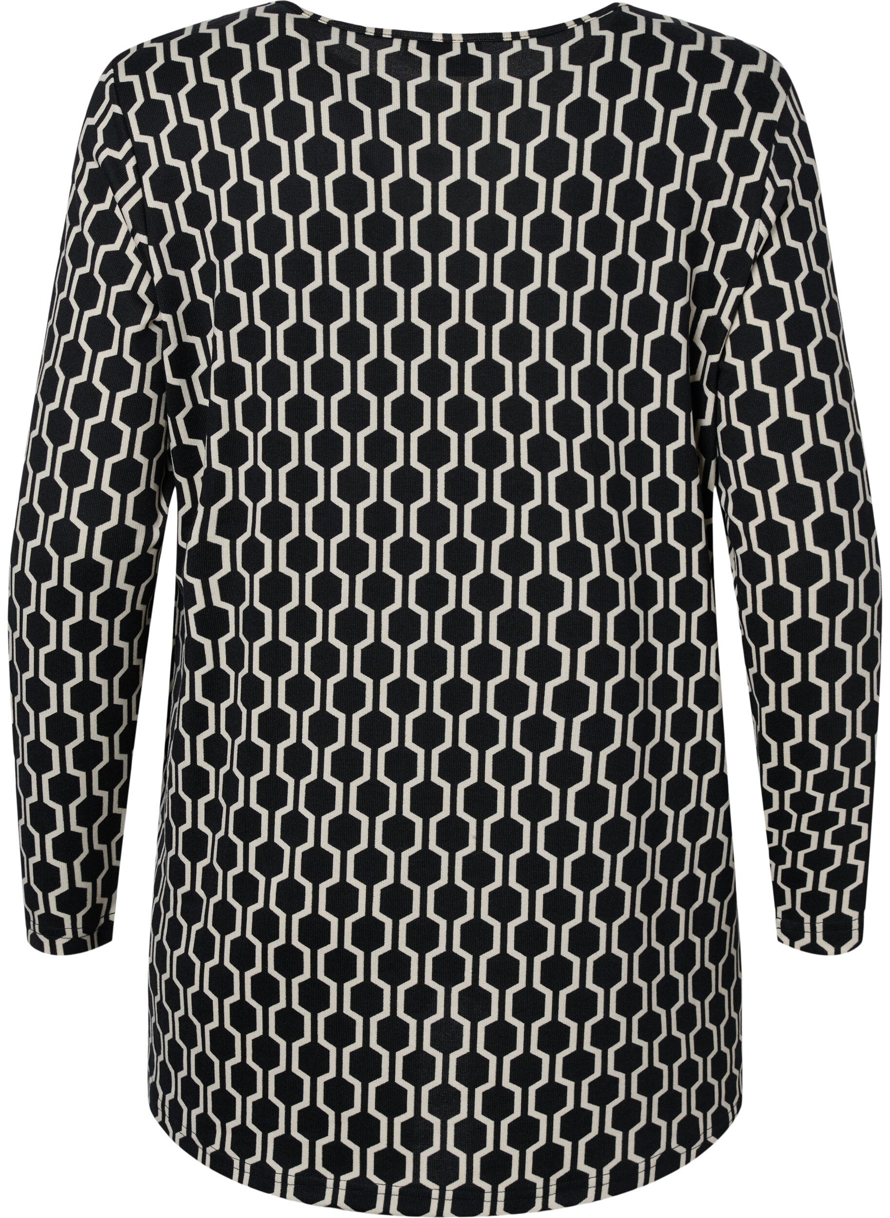 Zizzifashion Patterned blouse with long sleeves, Birch W. Graphic, Packshot image number 1