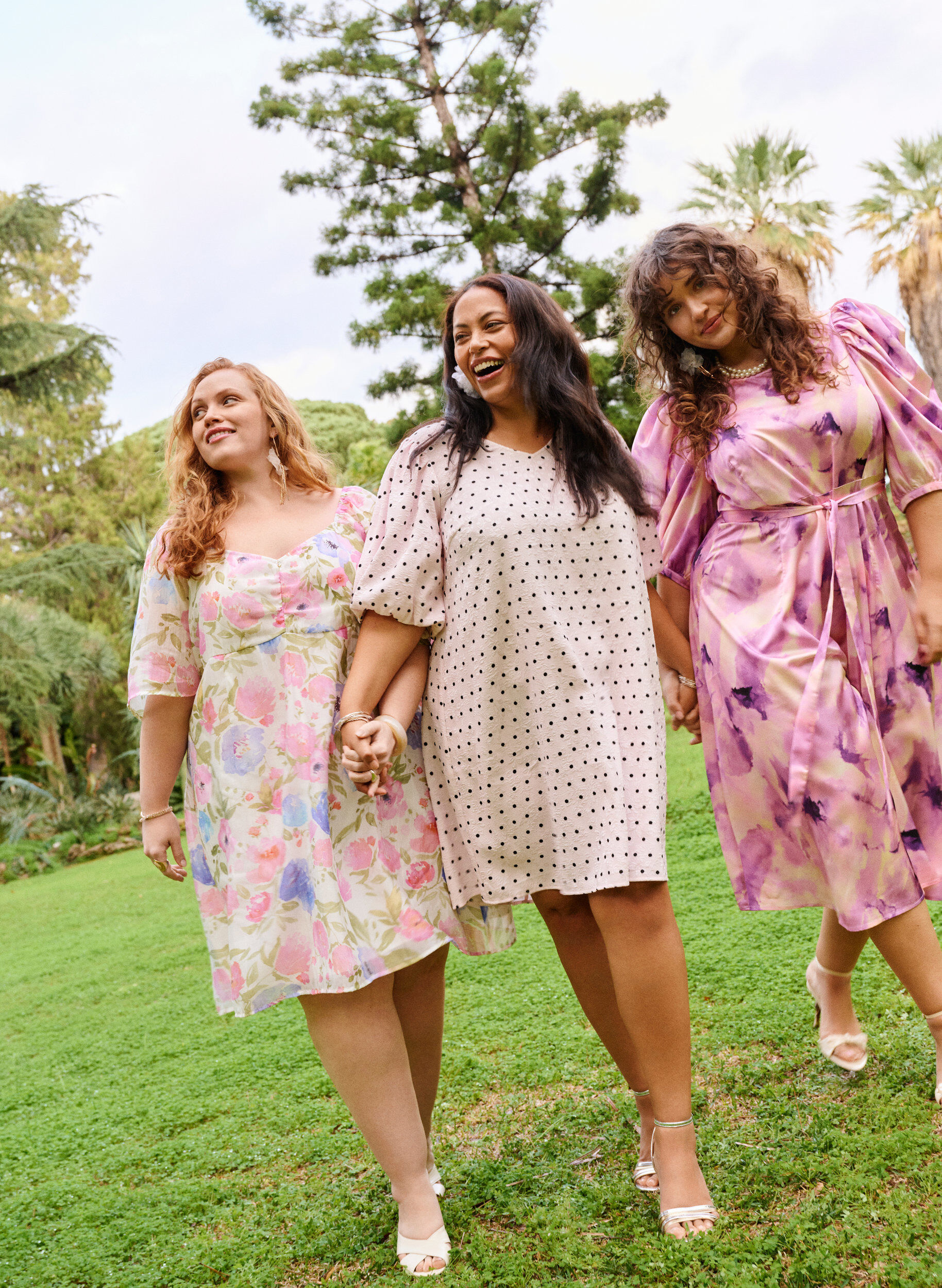 Zizzifashion Polka dot A-line dress with balloon sleeves, Pink, Image image number 0