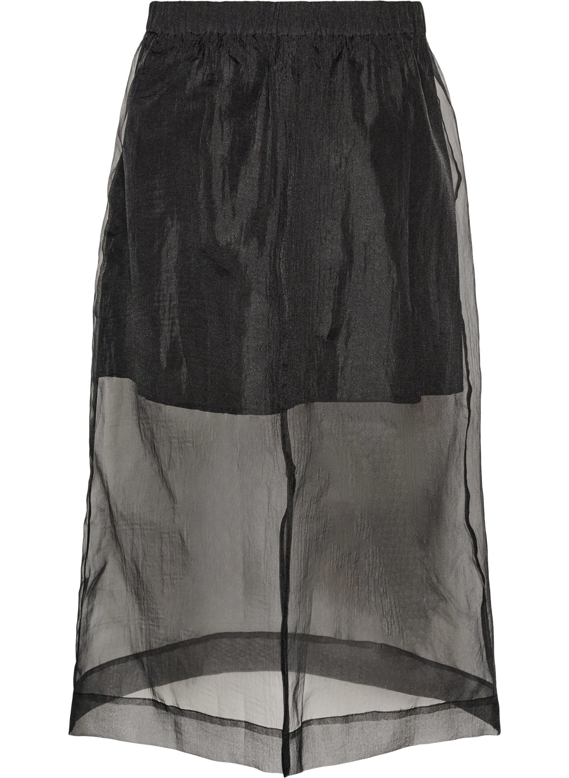 Zizzifashion Long organza-look skirt, Black, Packshot image number 1