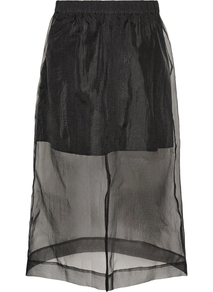 Long organza-look skirt, Black, Packshot image number 1
