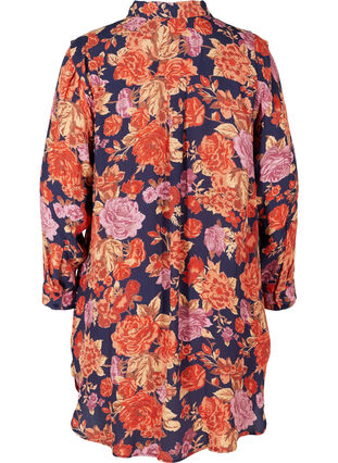 Long floral shirt of viscose, Vintage AOP, Packshot image number 1