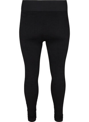 Cropped exercise tights with pattern, Black, Packshot image number 1