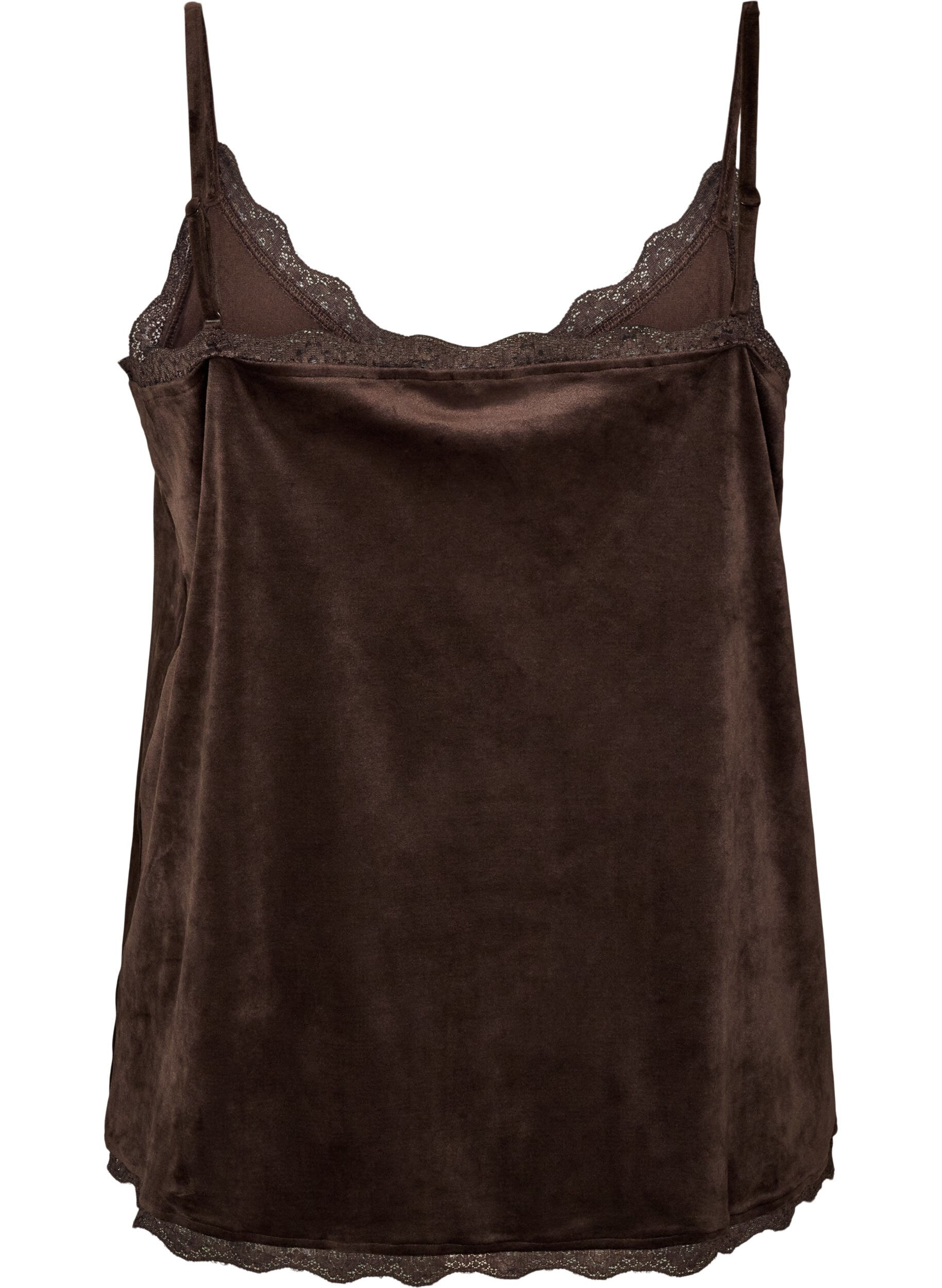 ZizzifashionVelour top with lace trim, Brown, Packshot image number 1