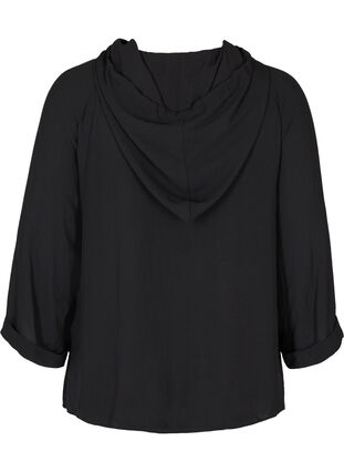 Hooded blouse with 3/4 length sleeves, Black, Packshot image number 1
