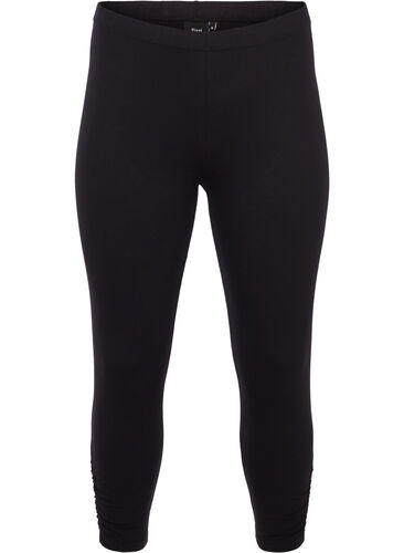 3/4 Length basic leggings with a ruching effect, Black, Packshot image number 0