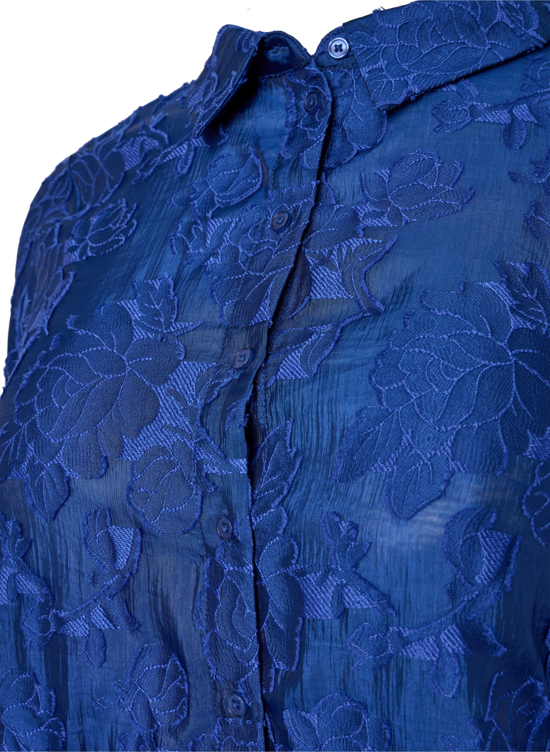 Zizzifashion Long jacquard shirt, Mazarine Blue, Packshot image number 2