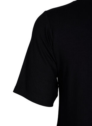 Ribbed viscose T-shirt, Black, Packshot image number 3