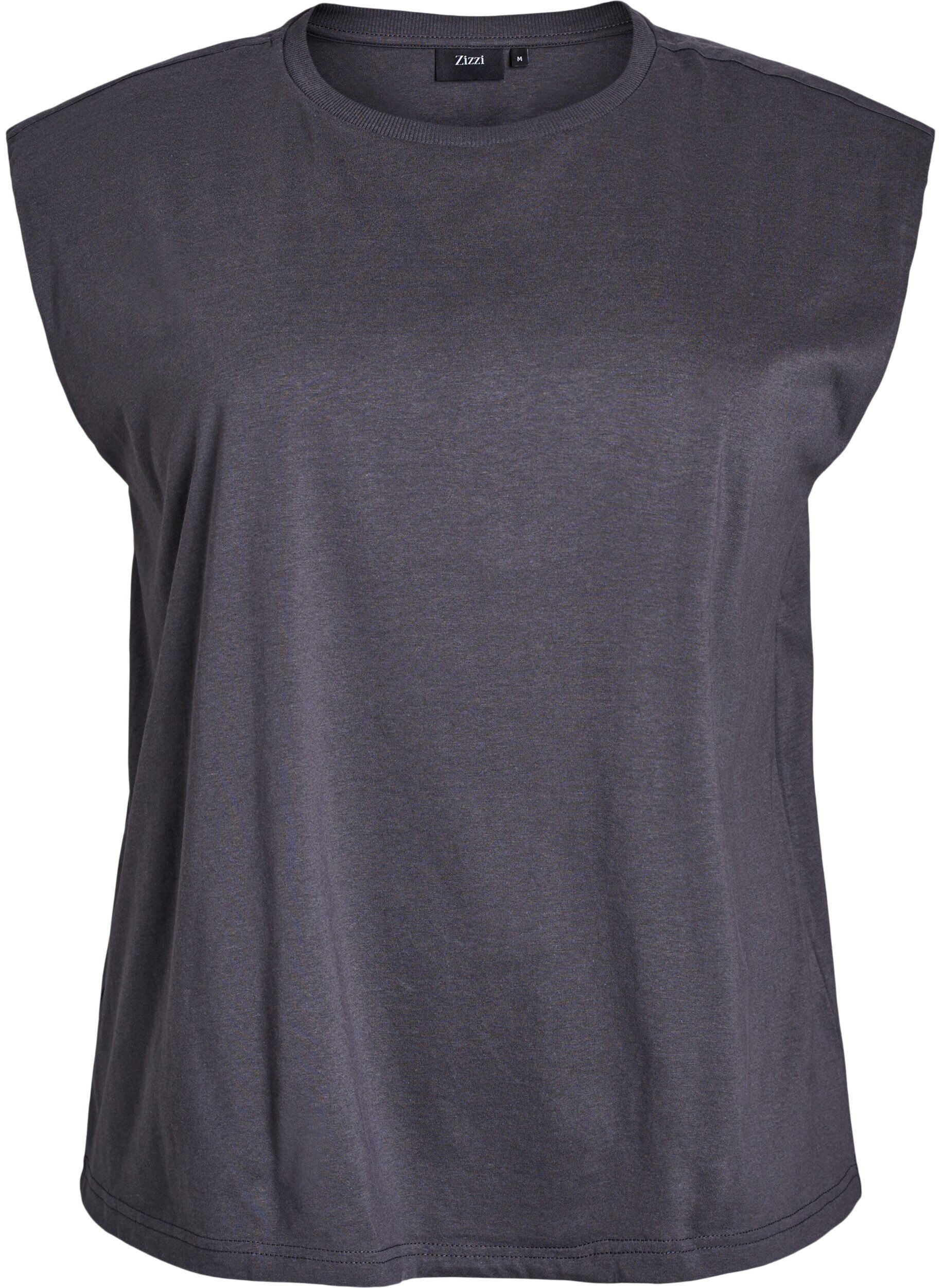 Sleeveless jersey blouse with shoulder pads