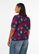 Viscose blouse with floral print and balloon shape, Blue, Model image number 2