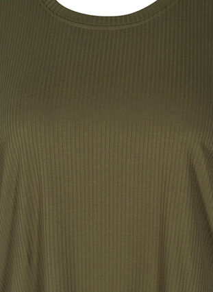 Short-sleeved t-shirt in ribbed fabric, Olive Night, Packshot image number 2
