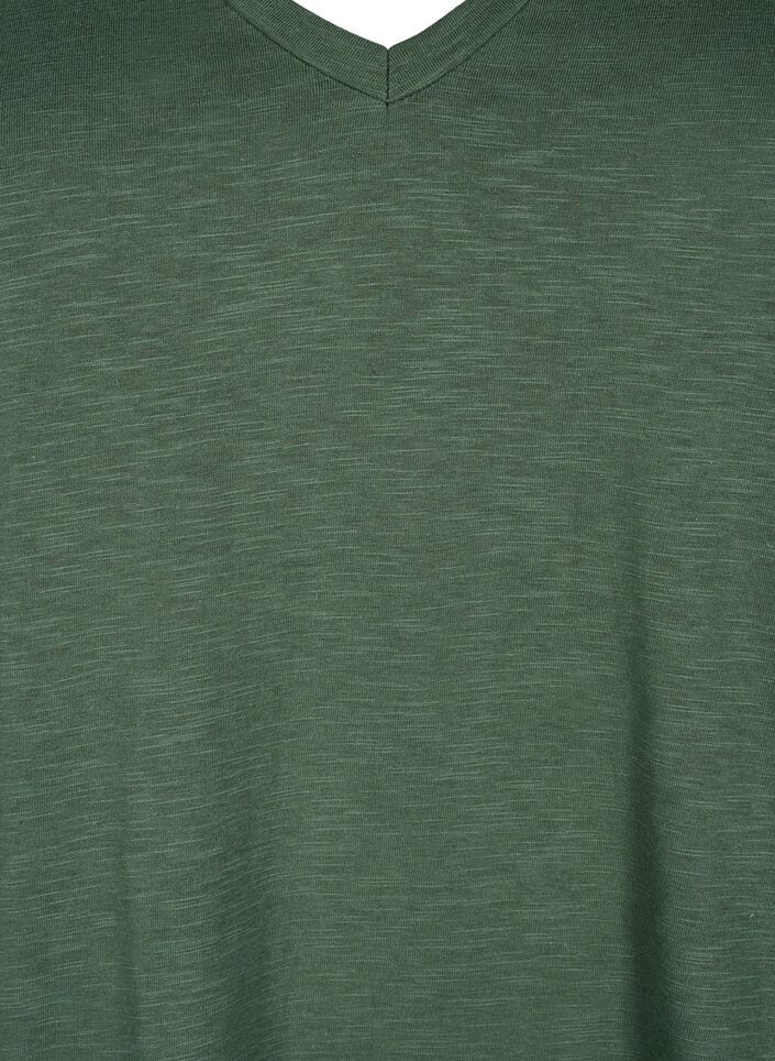 Short sleeve basic t-shirt with v-neck, Green, Packshot image number 2