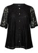 Lace blouse with decorative buttons, Black, Packshot image number 0
