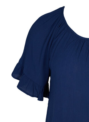 Short-sleeved viscose tunic, Medieval Blue, Packshot image number 2