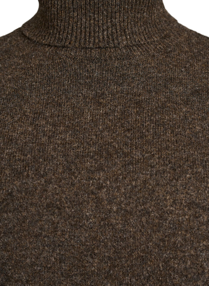 Knitted vest with turtleneck, Brown, Packshot