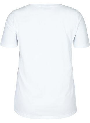 Short-sleeved cotton t-shirt with print, Bright White, Packshot image number 1