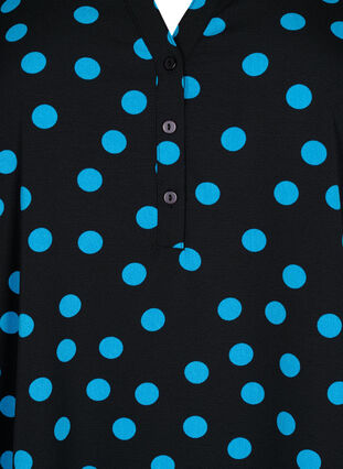 Dotted blouse with 3/4 sleeves, Black Blue Dot, Packshot image number 2
