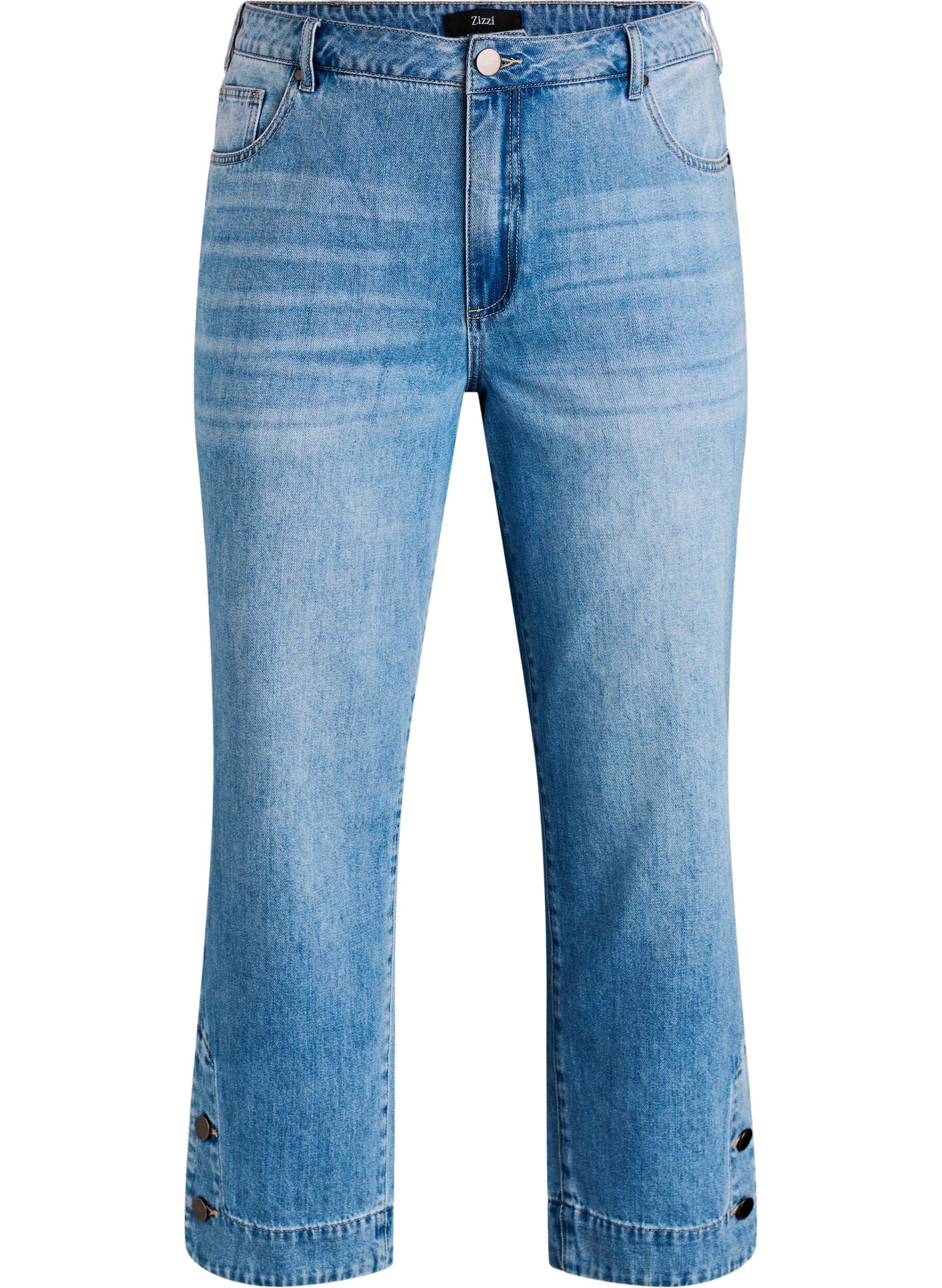 Cropped Kiana jeans with straight fit and button details