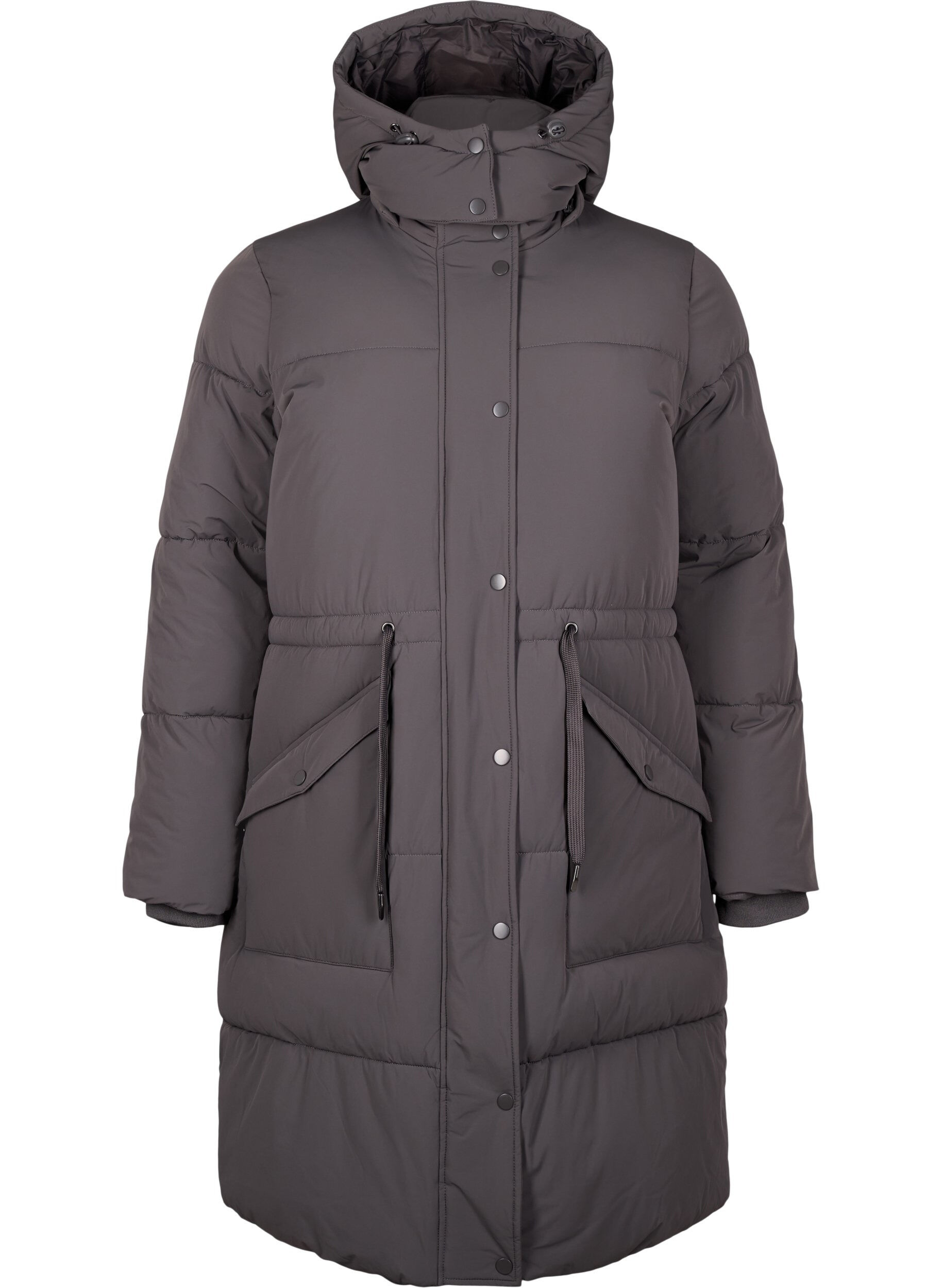 Puffer coat with adjustable waist