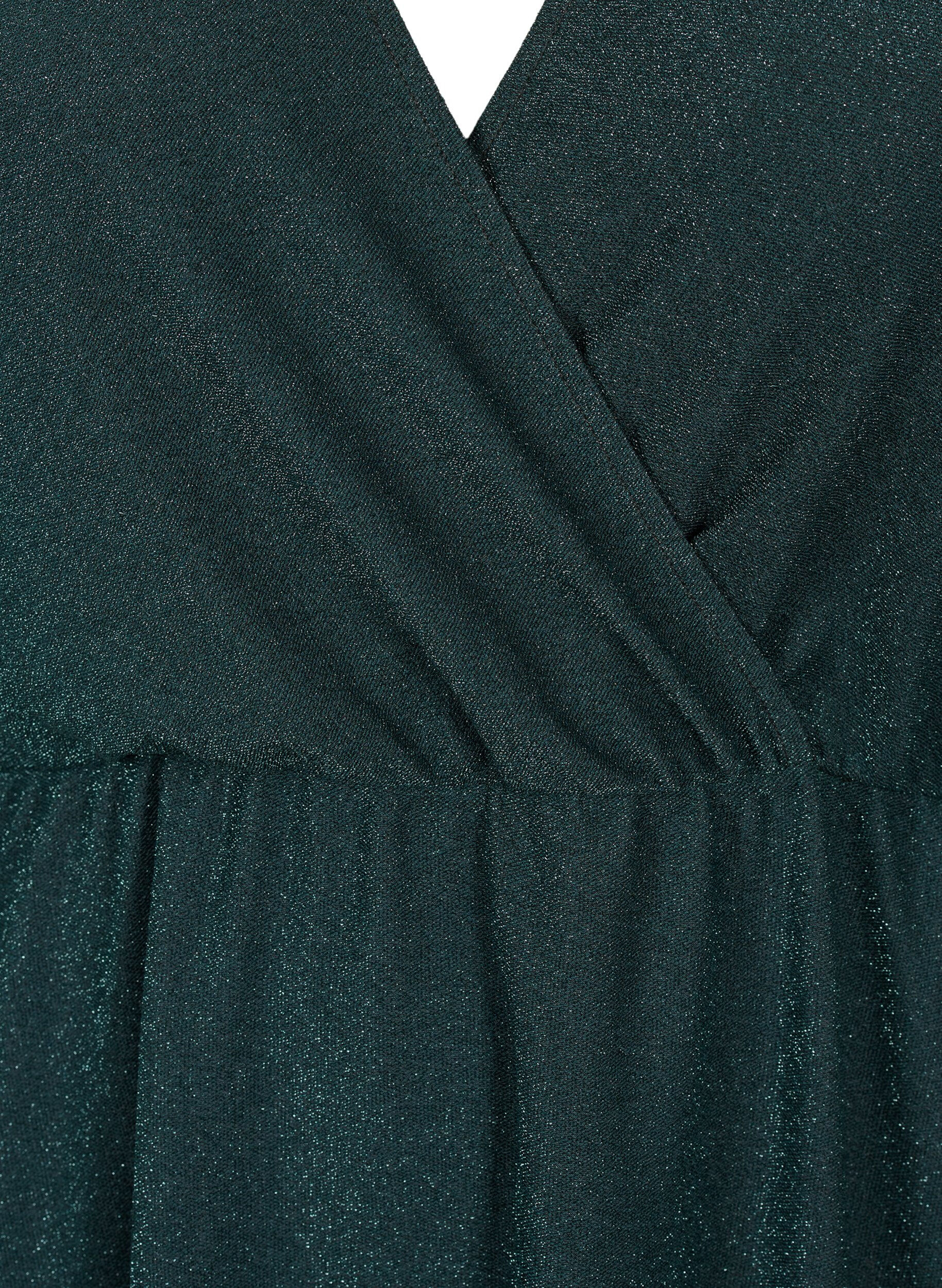 Zizzifashion Glitter dress with wrap look and long sleeves, Black Scarab, Packshot image number 2