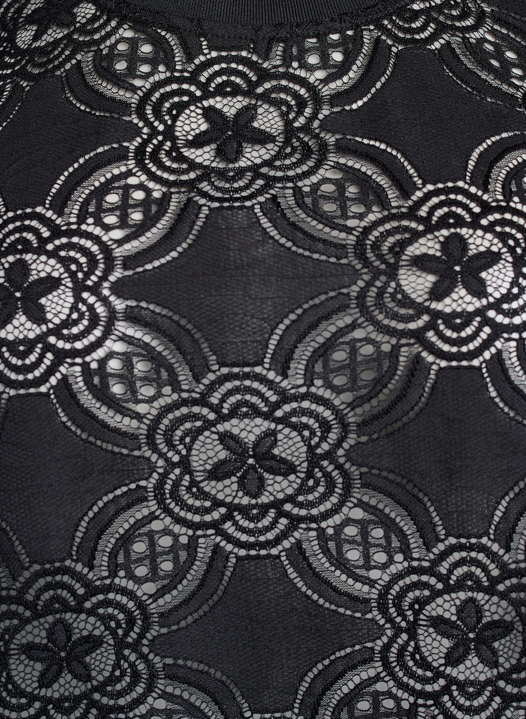 Zizzifashion Lace blouse with a graphic pattern and 1/2-length sleeves, Black, Packshot image number 2