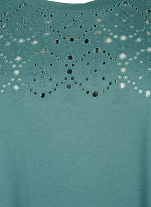 Loose t-shirt with embroidery anglaise, Sea Pine, Packshot image number 2