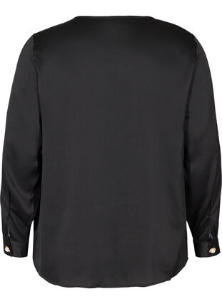 Round neck blouse, Black, Packshot image number 1