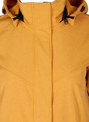 Long, hooded softshell jacket, Spruce Yellow, Packshot image number 2