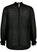 Long-sleeved blouse with patterned texture, Black, Packshot image number 1