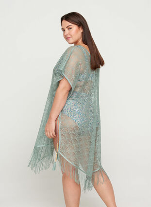 Short-sleeved beach dress with lace, Chinois Green, Model image number 1