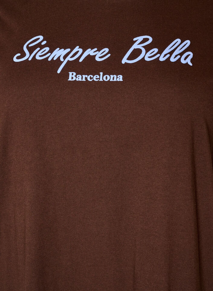 T-shirt in organic cotton with print, Brown, Packshot image number 2